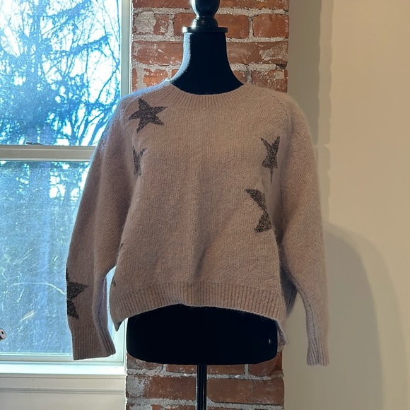 All Saints Sweaters - Allsaints Pink Crew Neck with Glitter Stars Size Large